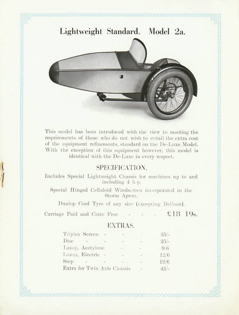Swallow Sidecar model 2a вырезка из каталога 1928