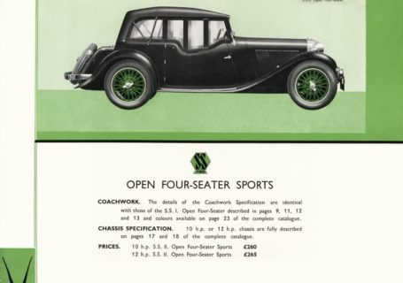 SS 2 Open Four Seater Sports - catalogue 1934