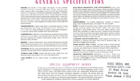 Jaguar Mk 1 2.4 Litre catalogue 1956
