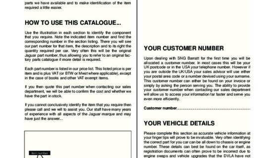 Jaguar Mk 2 Parts Catalogue