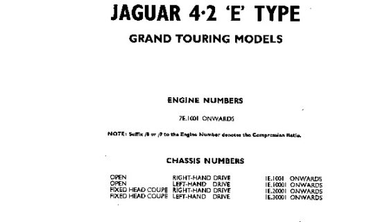 Jaguar E-Type 4.2 litre Series 1 spare parts catalogue