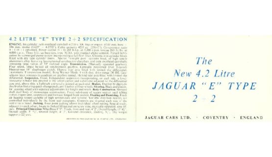 The New 4.2 Litre Jaguar E-Type 2+2 broshure 1966