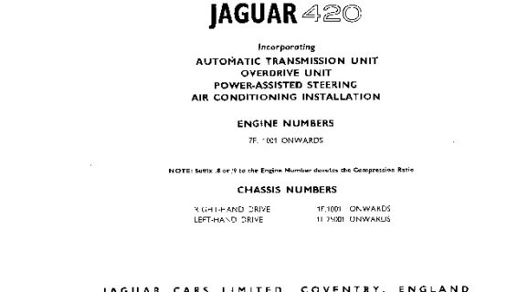 Jaguar 420 Spare Parts Catalogue