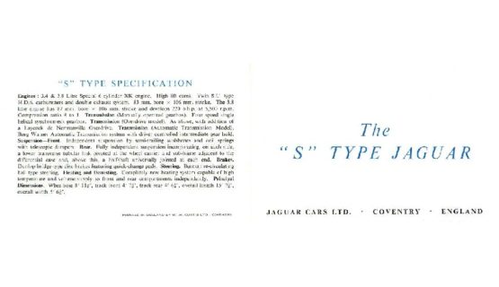 Jaguar S-Type mini brochure 1966