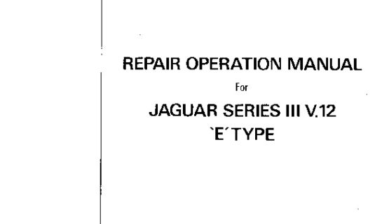Jaguar E-Type Series 3 Repair Manual