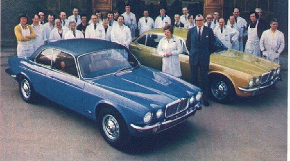 Jaguar XJC prototype #3 with Lofty England and Jaguar factory workers